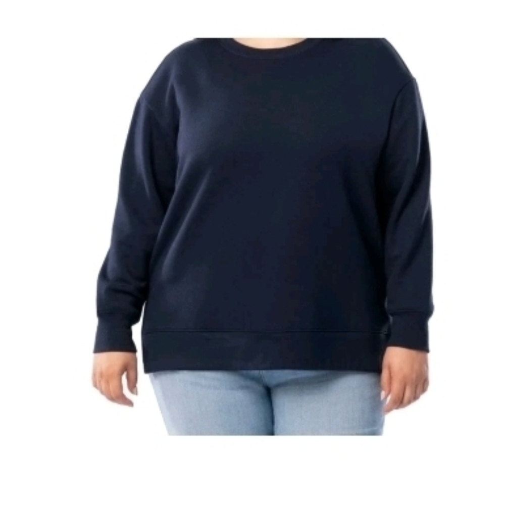Terra & SKY Crew Neck Long Sleeve Sweatshirt Blue Size 3X
